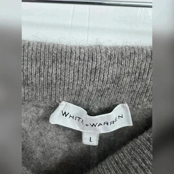 White + Warren Cashmere Grey Tap Short $275 Size L - Picture 3 of 4